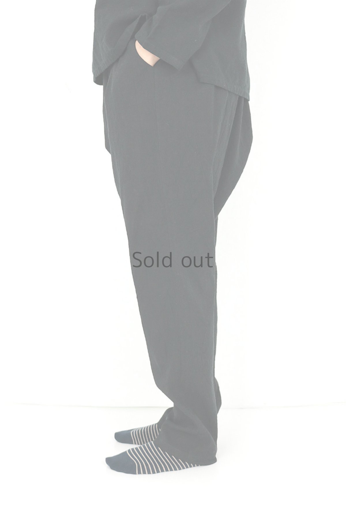 画像3: 【ササキチホ】アンティークリネン×染め　サルエルパンツ（黒） (3)