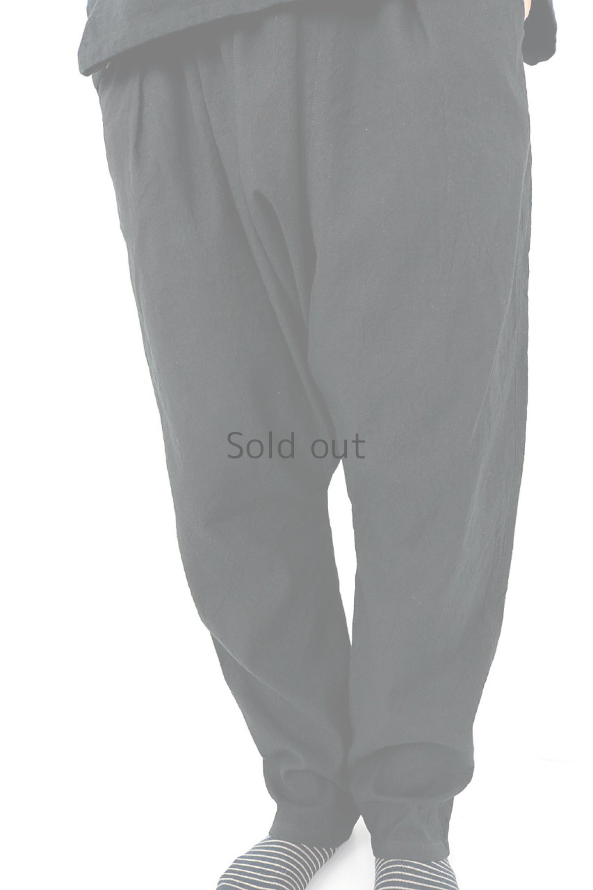 画像5: 【ササキチホ】アンティークリネン×染め　サルエルパンツ（黒） (5)