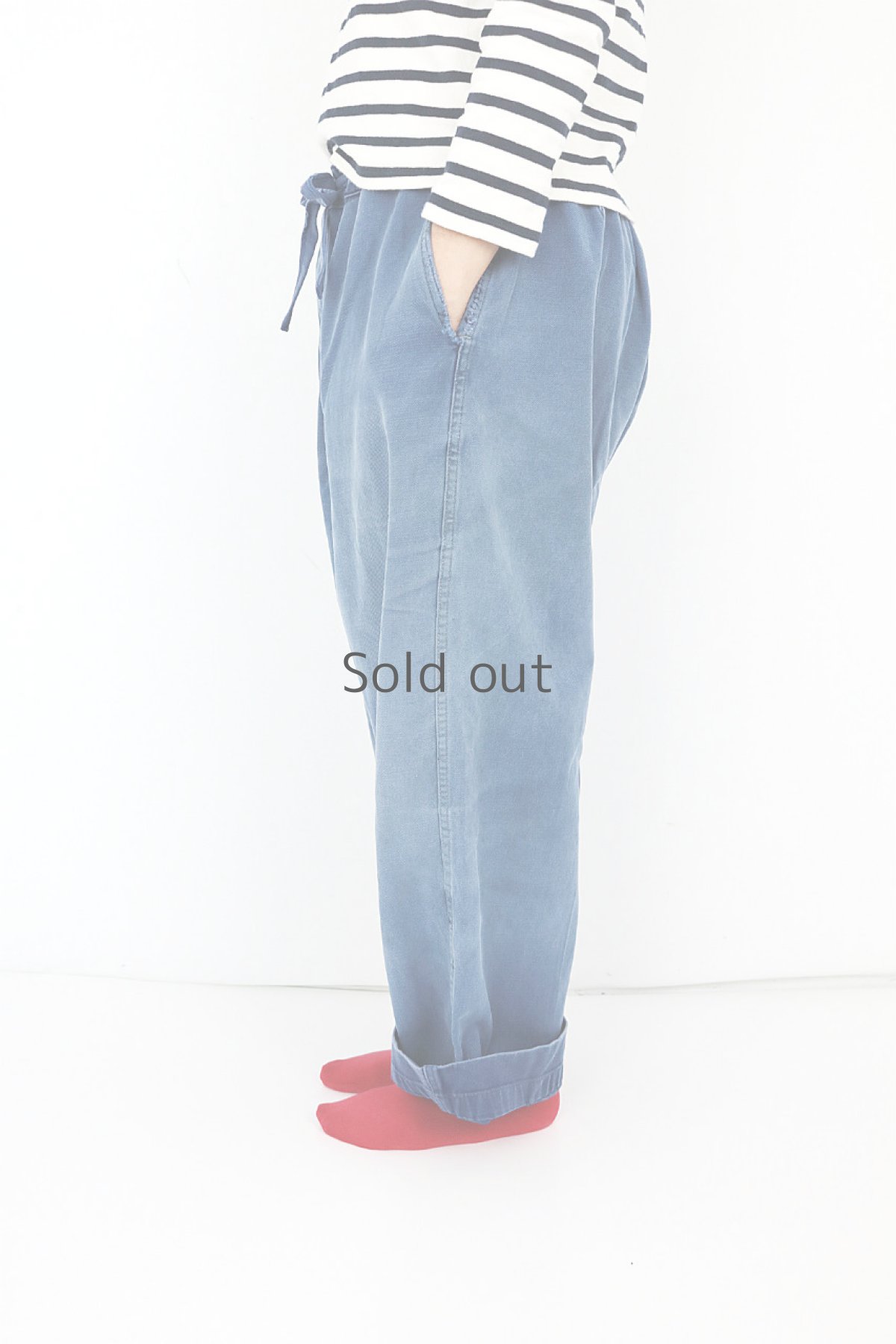 画像3: 【MITSUGU SASAKI】ビンテージ×リメイク　ワイドワークパンツ(ウエストひも） (3)