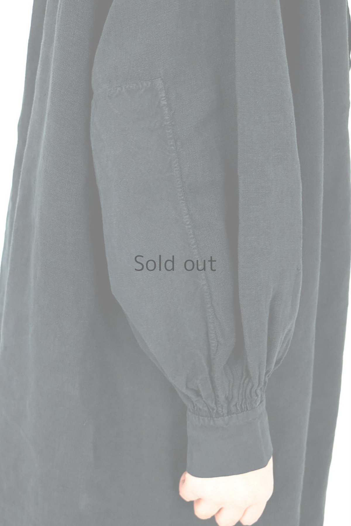 画像9: 【フランス】アンティークリネン×染　スモックワンピース（黒色） (9)