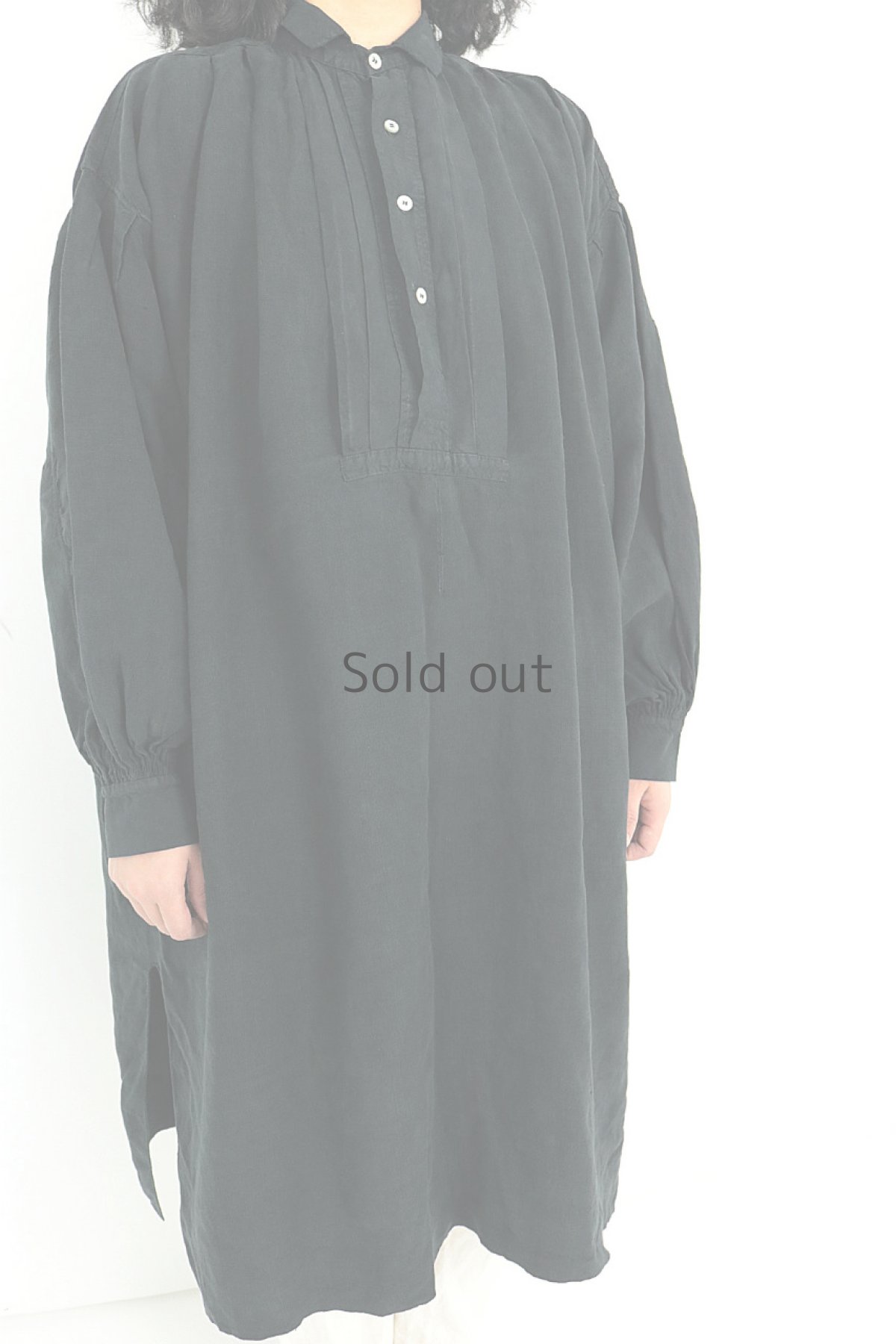 画像5: 【フランス】アンティークリネン×染　スモックワンピース（黒色） (5)