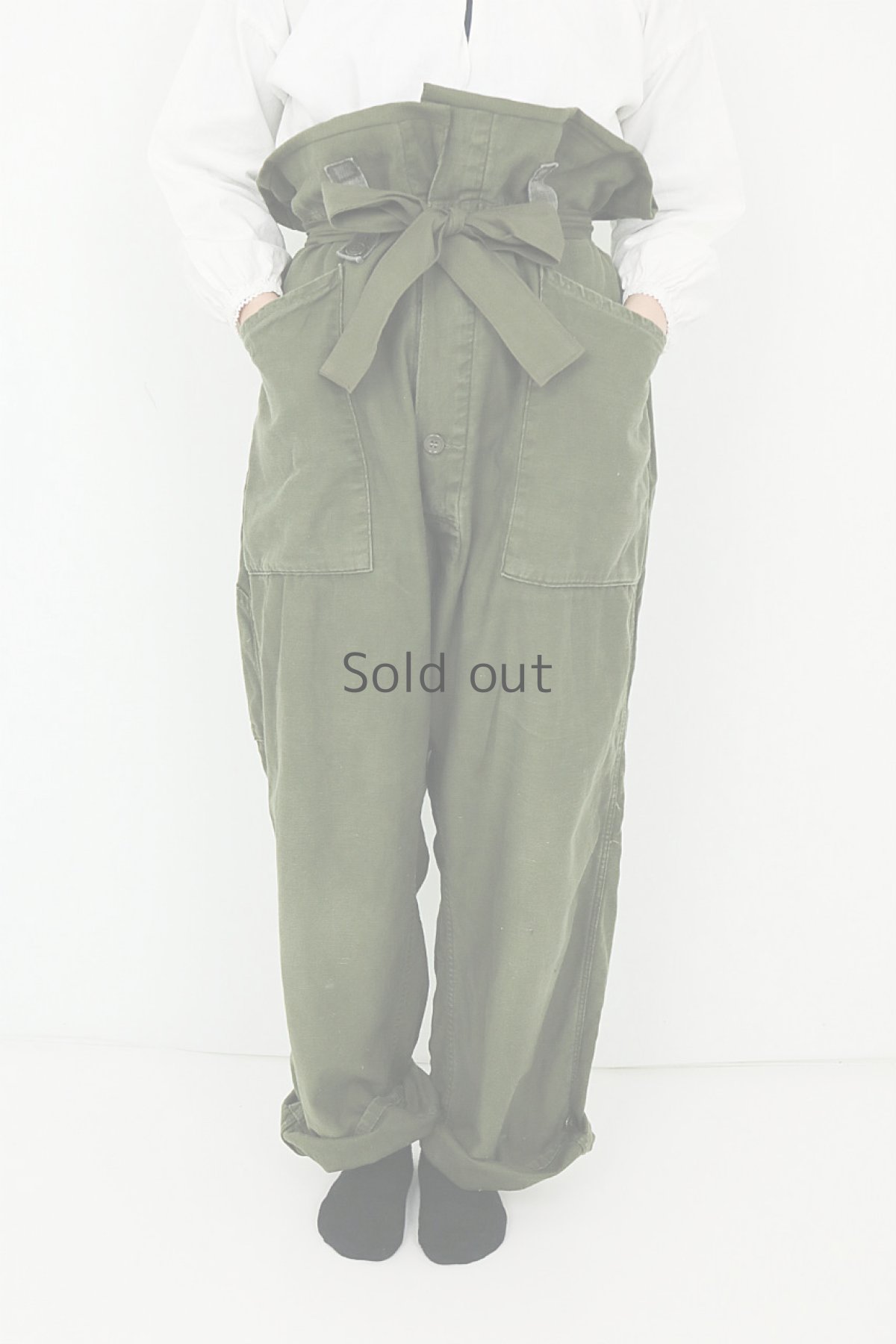 画像2: 【MITSUGU SASAKI】ビンテージ×リメイク　超ハイウエスト　ミリタリーパンツ (2)