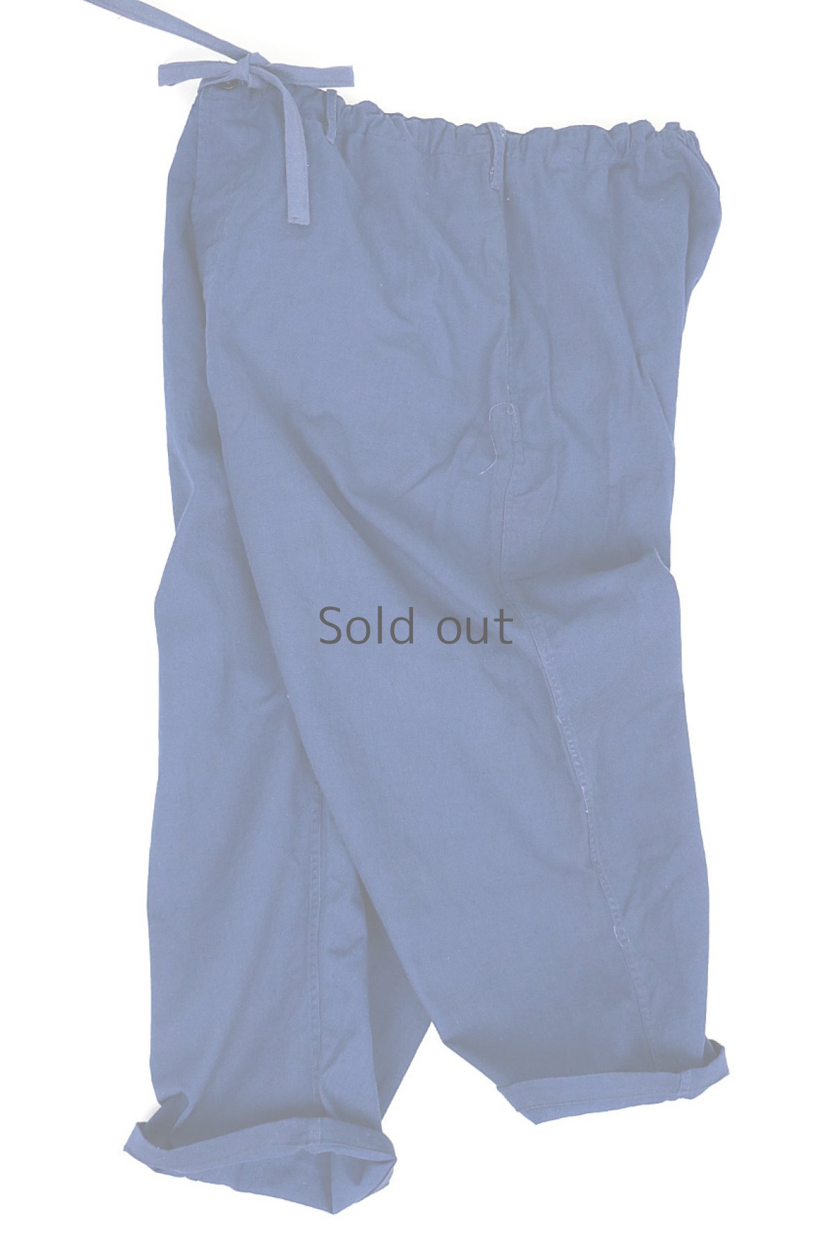 画像10: 【MITSUGU SASAKI】ビンテージ×リメイク　ワイド　ブルーワークパンツ(ウエストひも） (10)