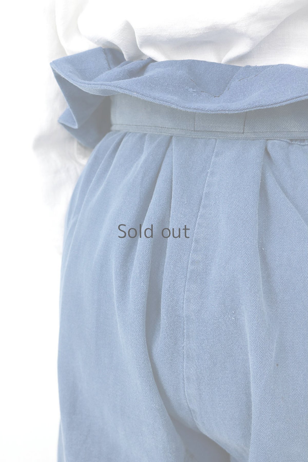 画像7: 【MITSUGU SASAKI】ビンテージ×リメイク　超ハイウエスト　ワークパンツ(色あせブルー) (7)