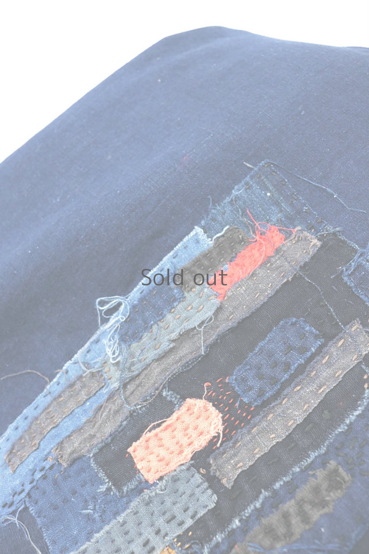 画像11: 【ササキチホ】藍染古布　インディゴブルー　フォークロアブラウス（前開き/背中刺し子） (11)