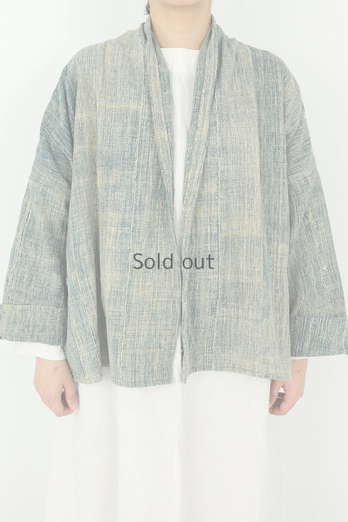 画像2: 【ササキチホ】手織り藍　羽織り（アフリカンインディゴ/ミドル丈） (2)