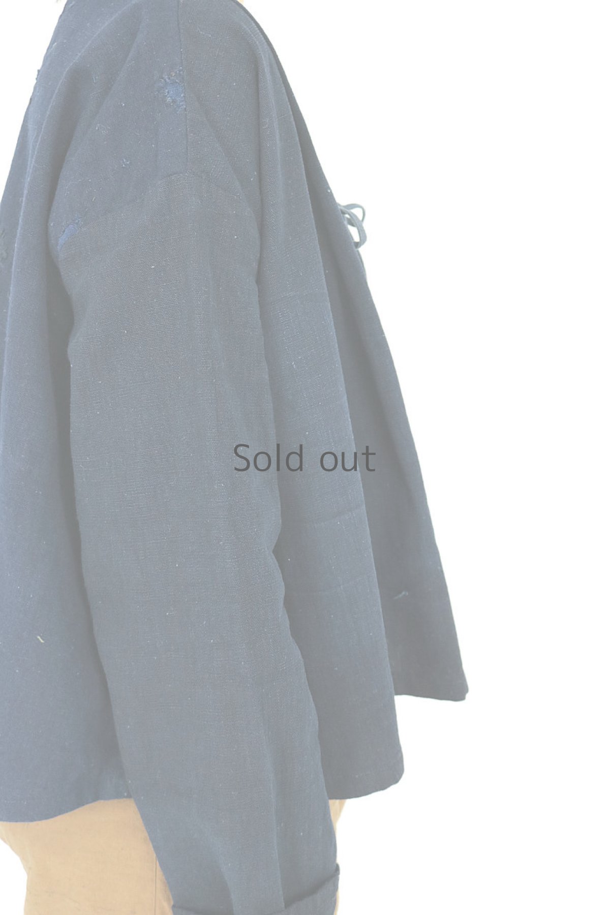 画像8: 【ササキチホ】藍染古布　インディゴブルー　フォークロアブラウス（前開き/背中刺し子） (8)