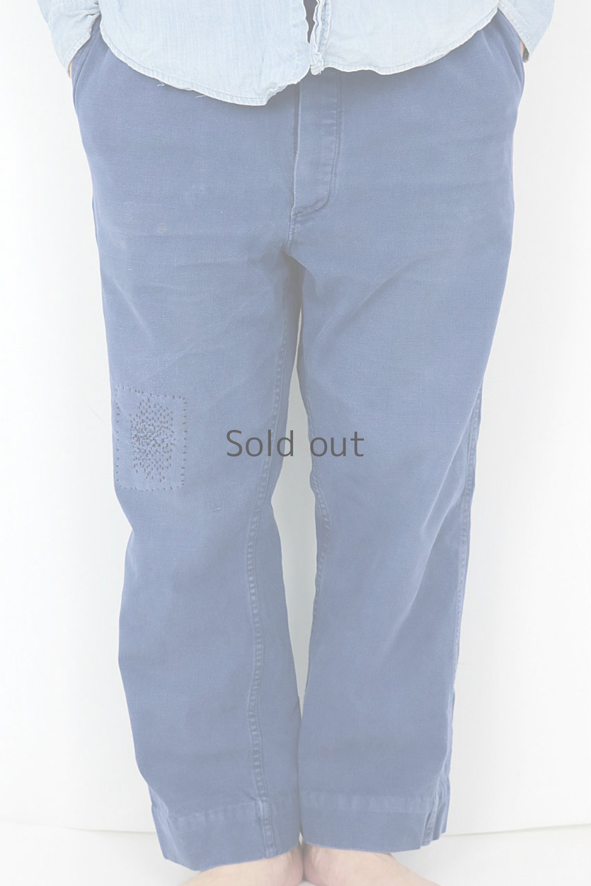 画像2: 【フランス】1960年代頃のブルーコットンワークパンツ (2)