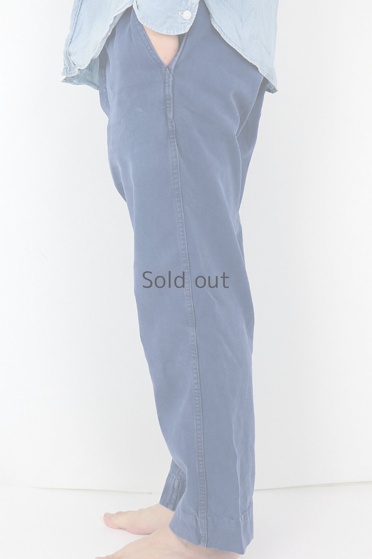 画像3: 【フランス】1960年代頃のブルーコットンワークパンツ (3)