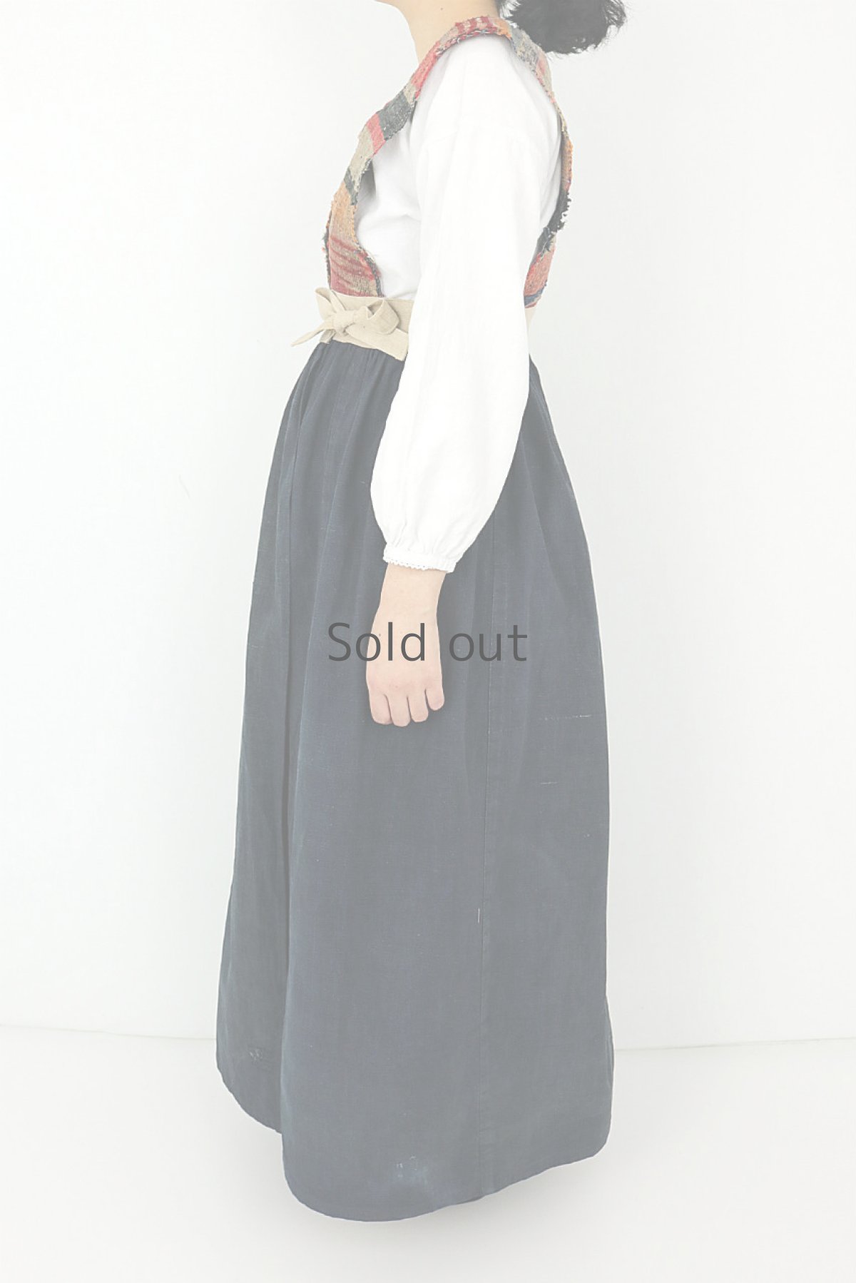 画像3: 【ササキチホ】古布+裂織り　かみしも巻きワンピース (3)