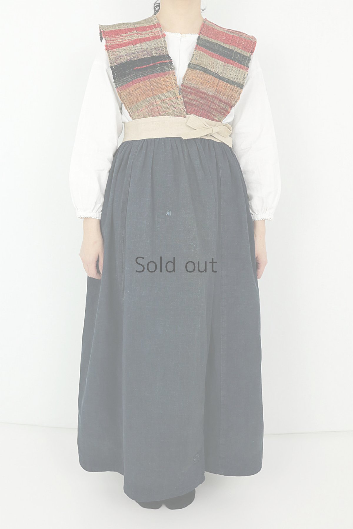 画像2: 【ササキチホ】古布+裂織り　かみしも巻きワンピース (2)