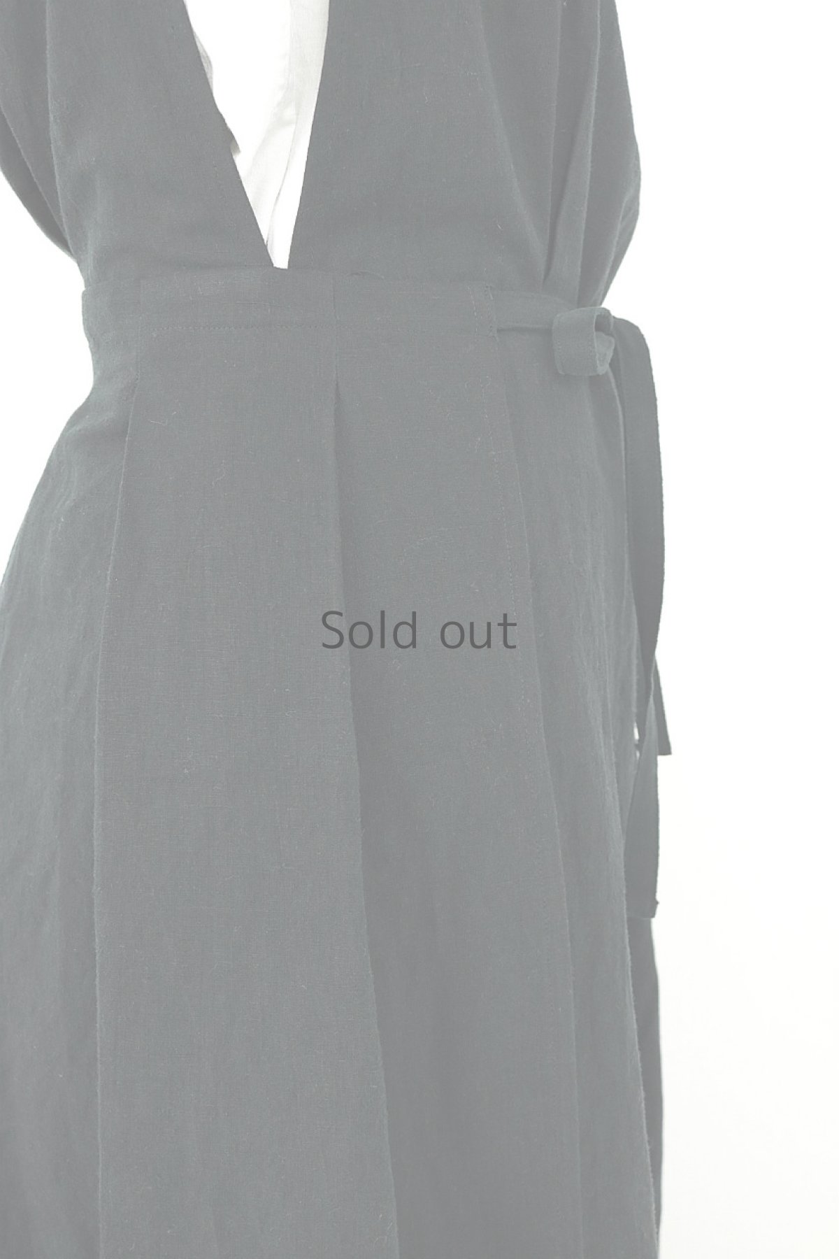 画像9: 【ササキチホ】アンティークリネン×染め　メディカルラップドレス（黒） (9)