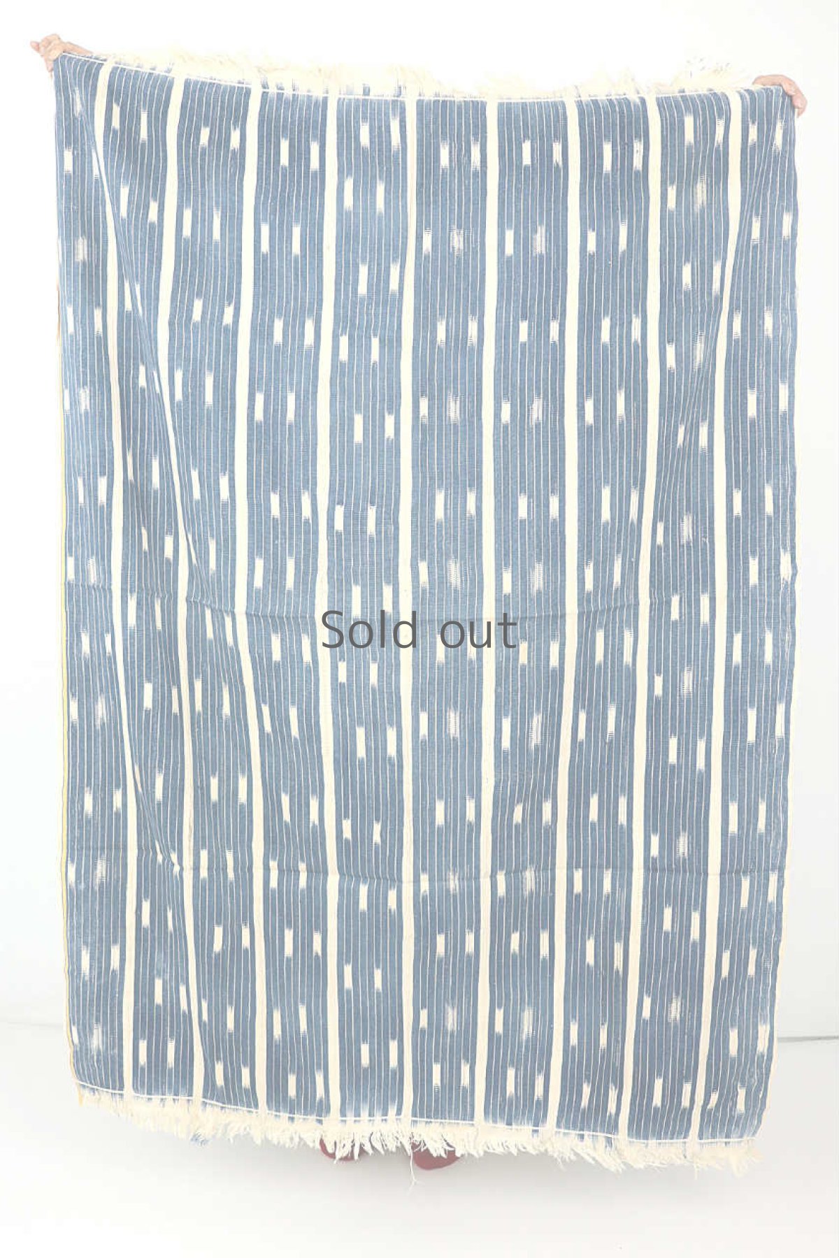 画像2: 【コートジボワール】手織り藍染めストライプ模様の綿（バウレ族/藍と白） (2)