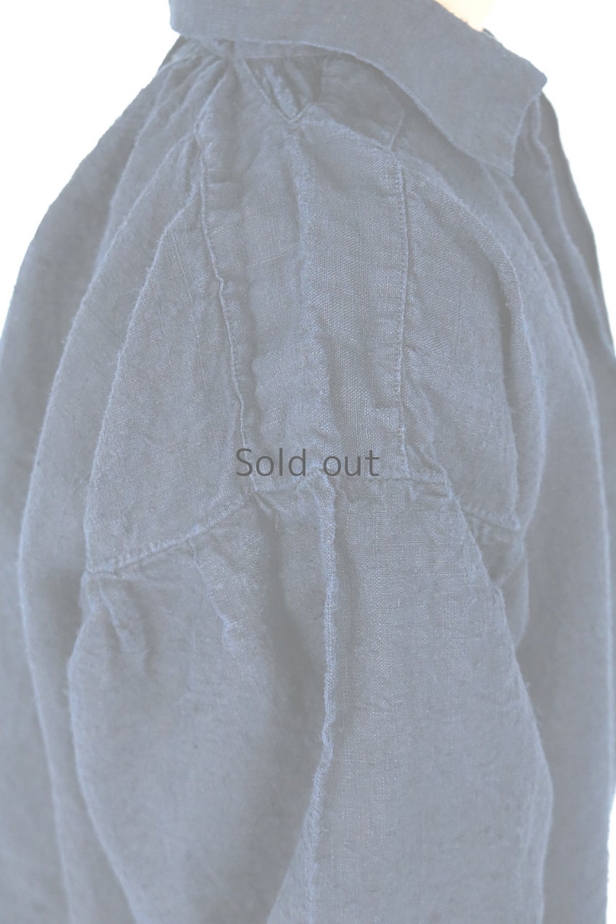 画像8: 【フランス】アンティークリネン×染　スモックワンピース（紺色） (8)