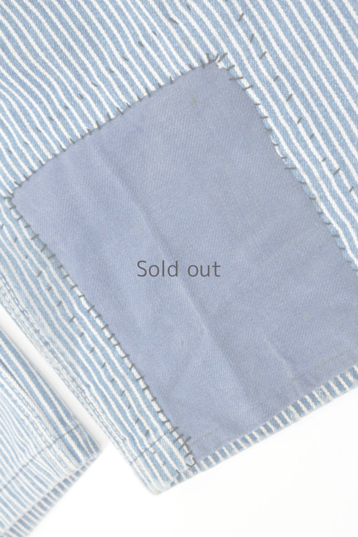 画像9: 【MITSUGU SASAKI】ビンテージリメイク　パッチワーク　ヒッコリーオーバーオール（ROUND HOUSE） (9)