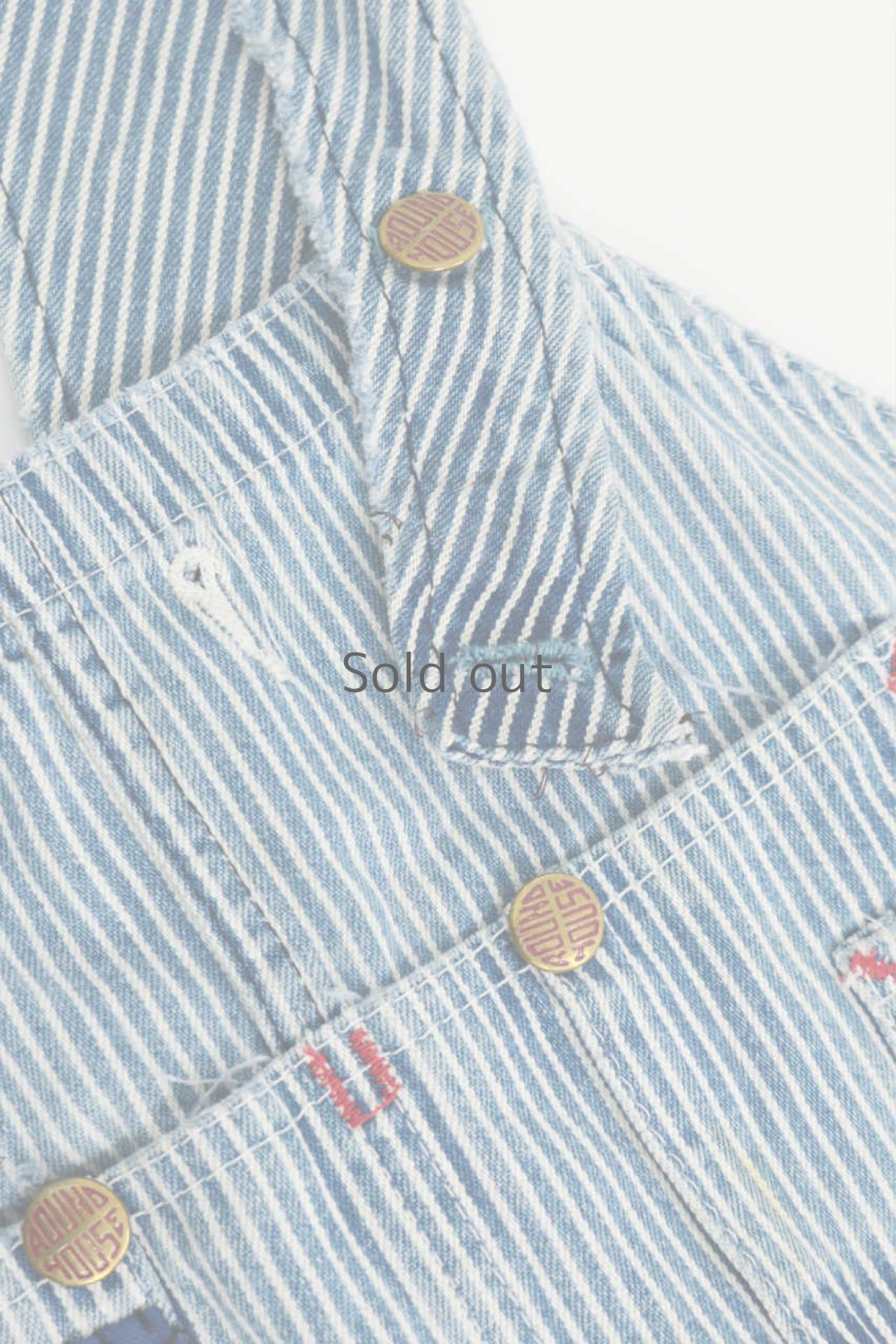 画像6: 【MITSUGU SASAKI】ビンテージリメイク　パッチワーク　ヒッコリーオーバーオール（ROUND HOUSE） (6)