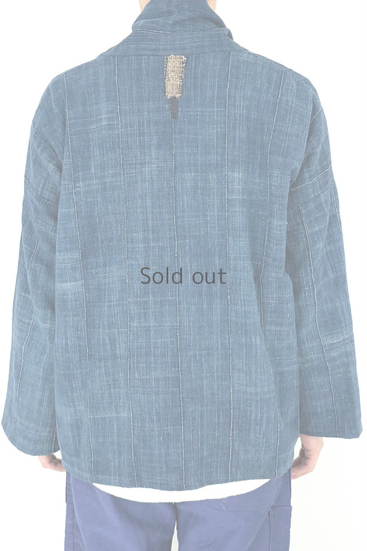 画像4: 【ササキチホ】手織り藍　羽織り（アフリカンインディゴ/ミドル丈/濃い藍） (4)