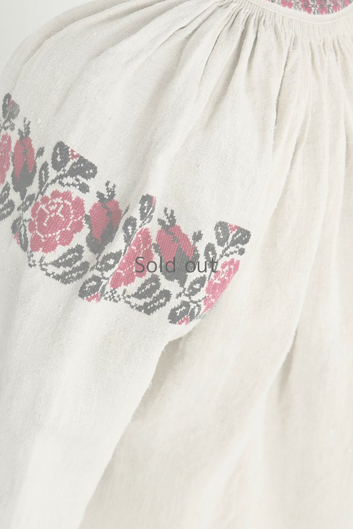 画像14: 【ウクライナ】ウクライナリネン刺繍ワンピース（ギャザー/赤と黒のクロスステッチ） (14)