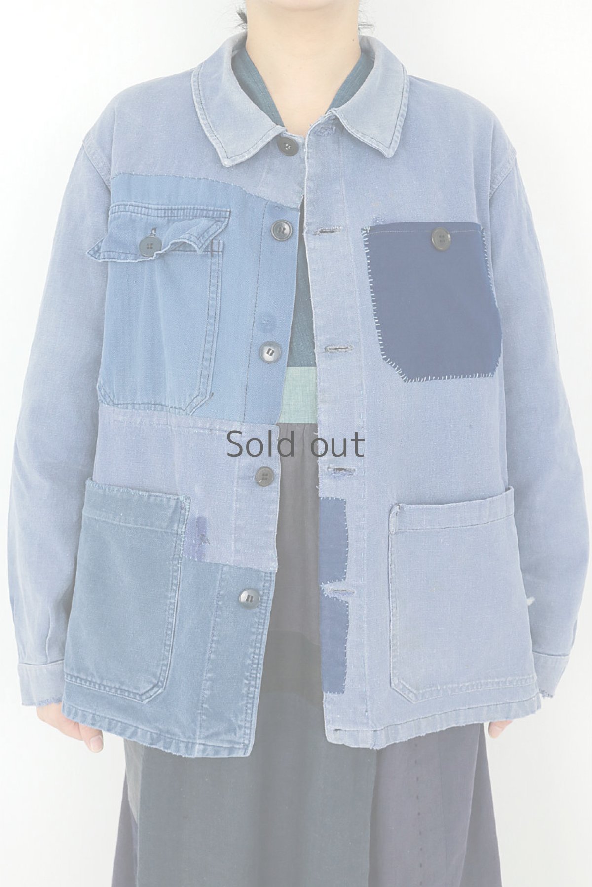 画像2: 【MITSUGU SASAKI】ビンテージリメイク　パッチワーク　ワークジャケット (2)