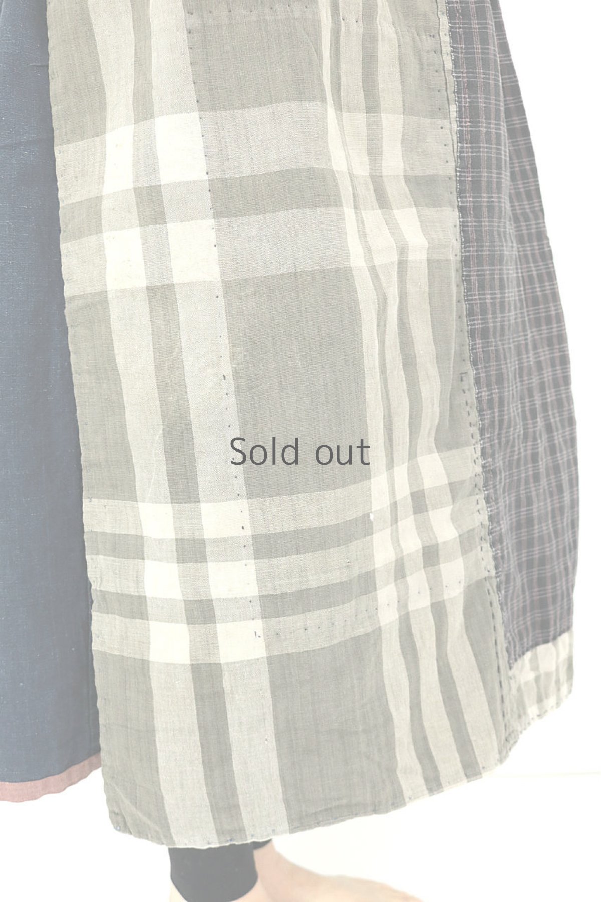 画像5: 【ササキチホ】古布のチェック柄　前掛けエプロン（リバーシブル） (5)