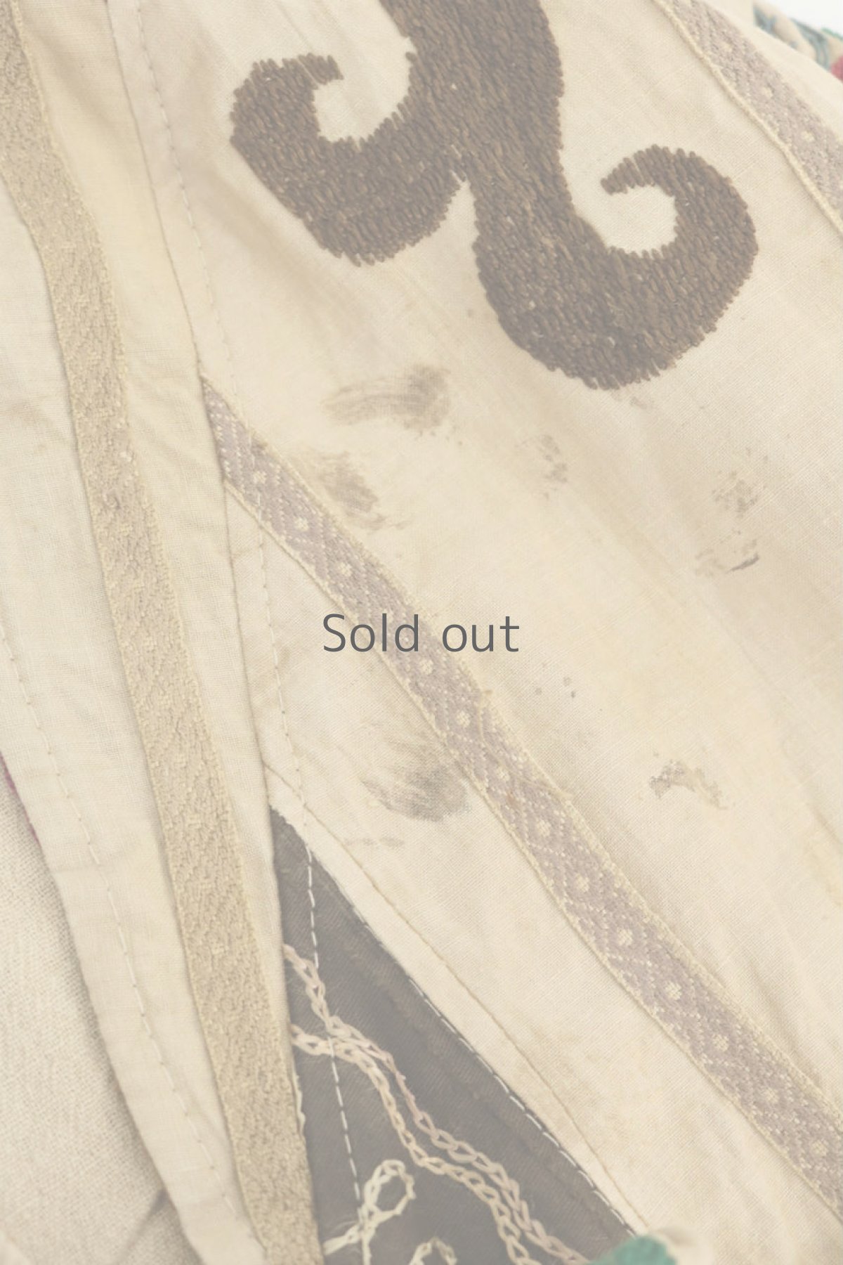 画像3: 【ウズベキスタン】ビンテージ　ウズベク族のチャパンローブ（男女と鳩） (3)