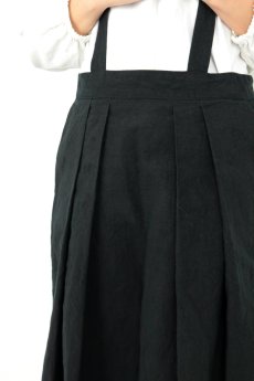 画像5: 【ササキチホ】アンティークリネン×染め　ジャンパーロングスカート（黒色） (5)