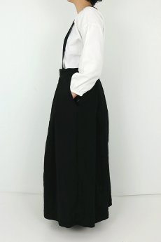 画像3: 【ササキチホ】アンティークリネン×染め　ジャンパーロングスカート（黒色） (3)