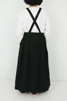 画像4: 【ササキチホ】アンティークリネン×染め　ジャンパーロングスカート（黒色） (4)
