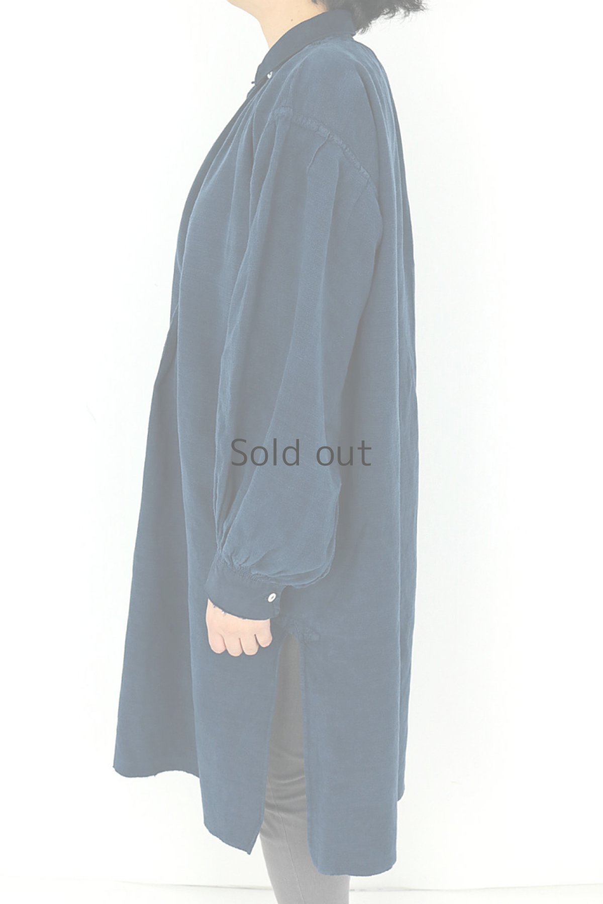 画像3: 【フランス】アンティークリネン×染　スモックワンピース（紺色) (3)