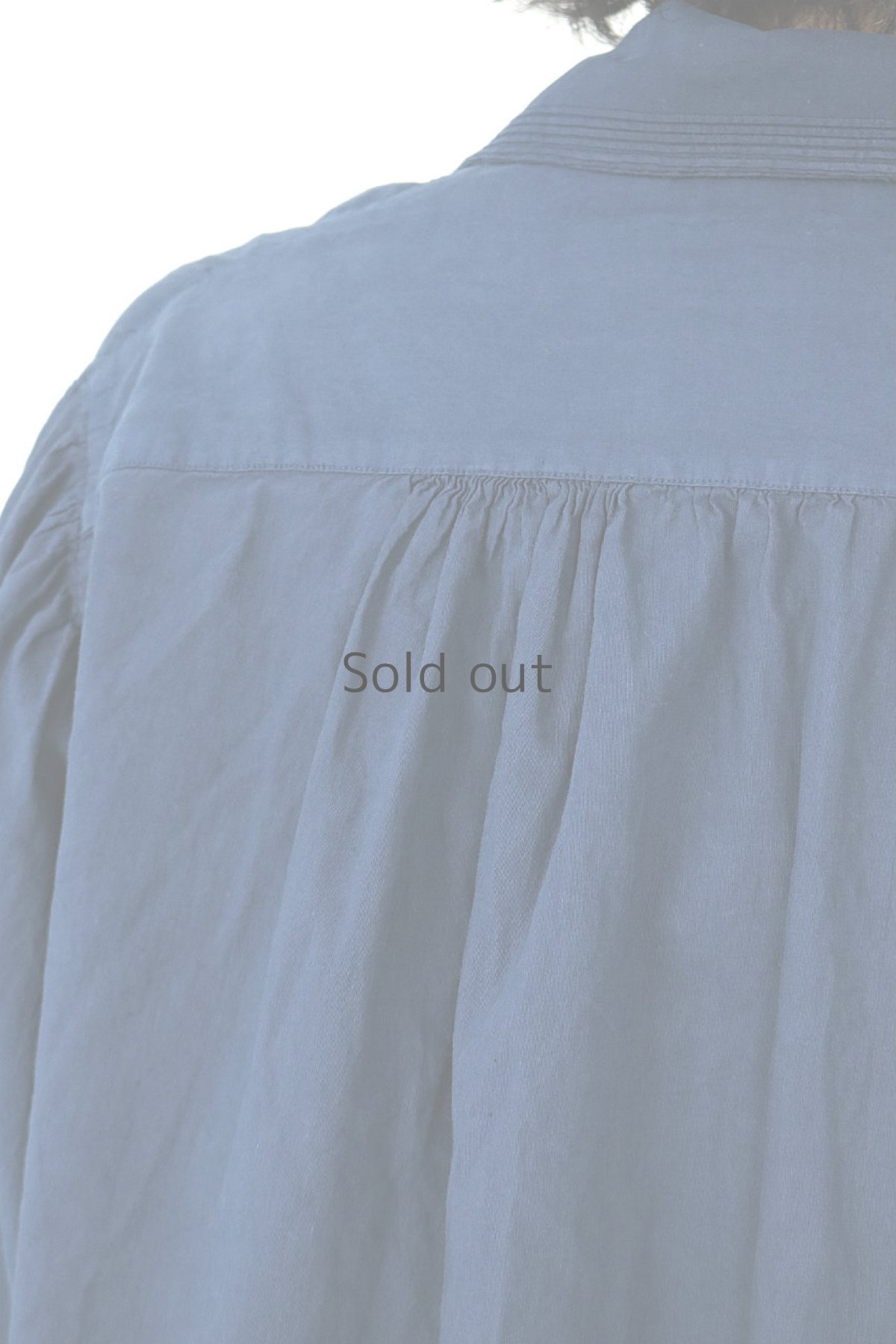 画像10: 【フランス】アンティークコットン×染　長袖フリルロングワンピース（紺色/ダメージあり） (10)