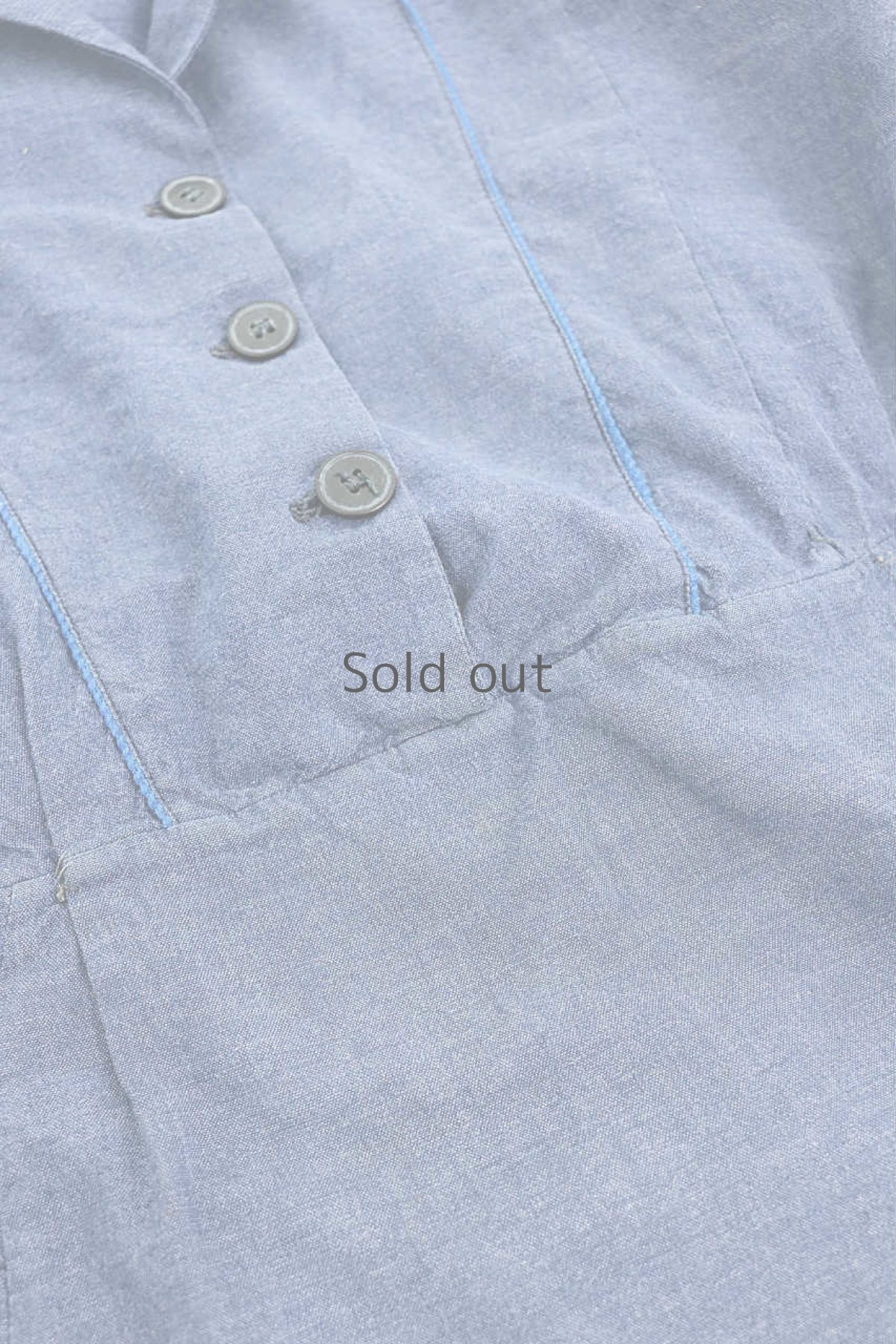 画像10: 【フランス】１９4０年代頃のブルーグレーワークドレス(小さめ) (10)