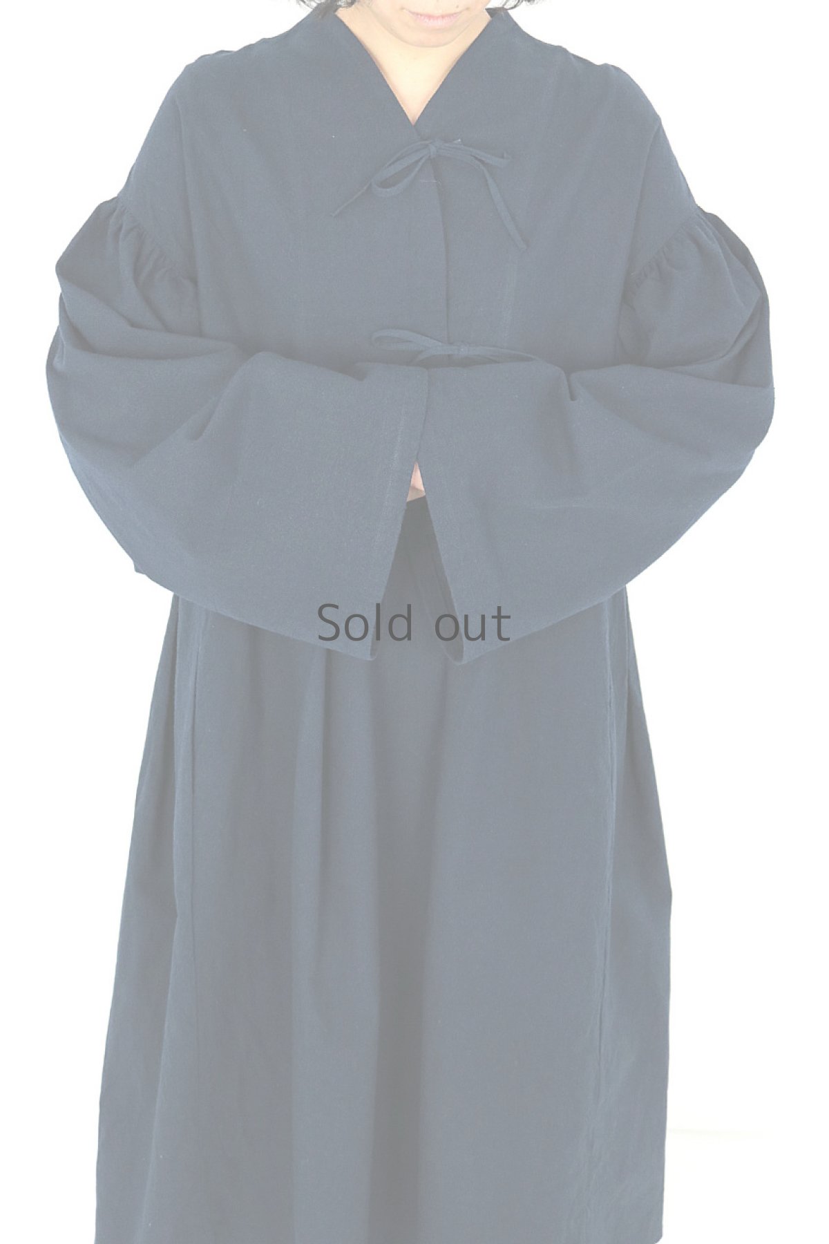 画像11: 【ササキチホ】アンティークリネン×染め　モンゴリアンオーバーワンピース（紺色） (11)