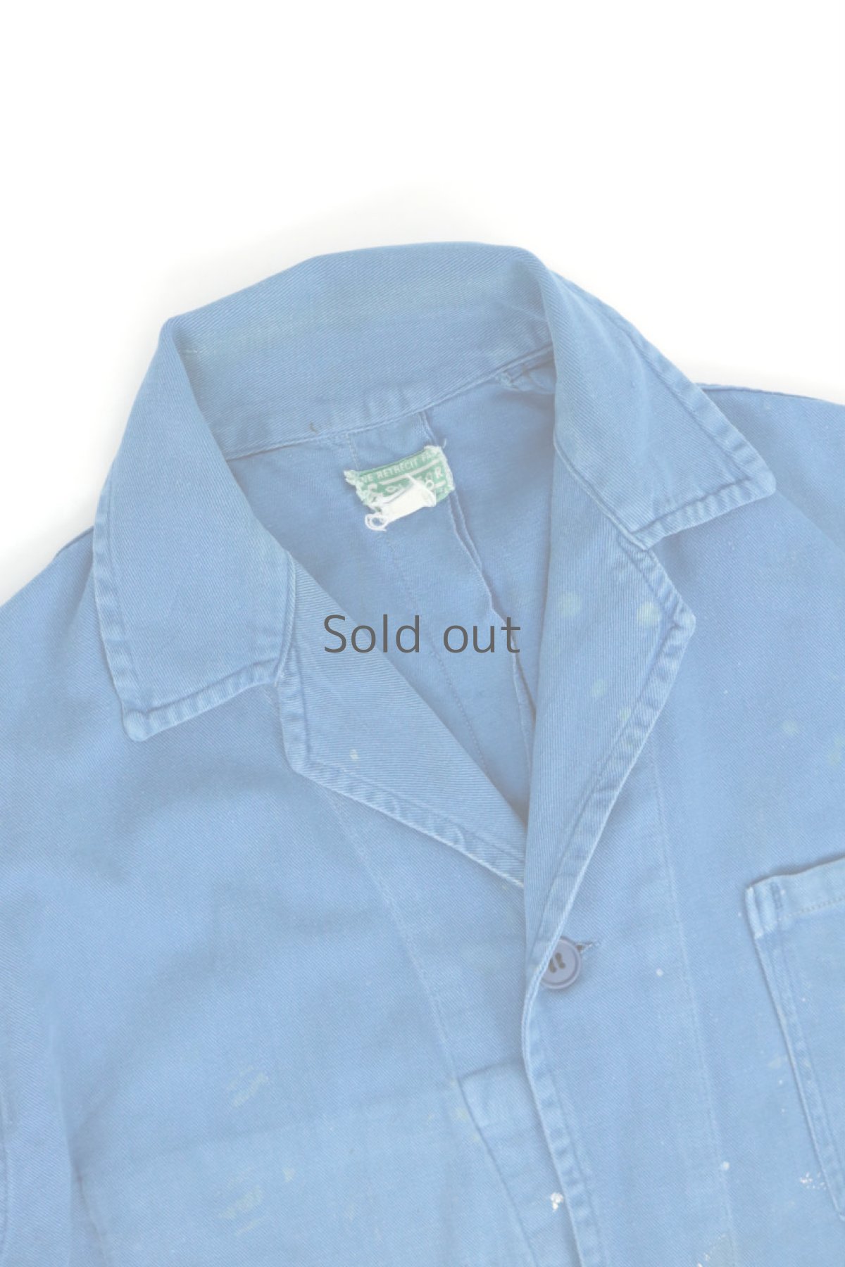 画像2: 【フランス】1960年代　ブルーコットン　ワークコート（ペンキ汚れ） (2)