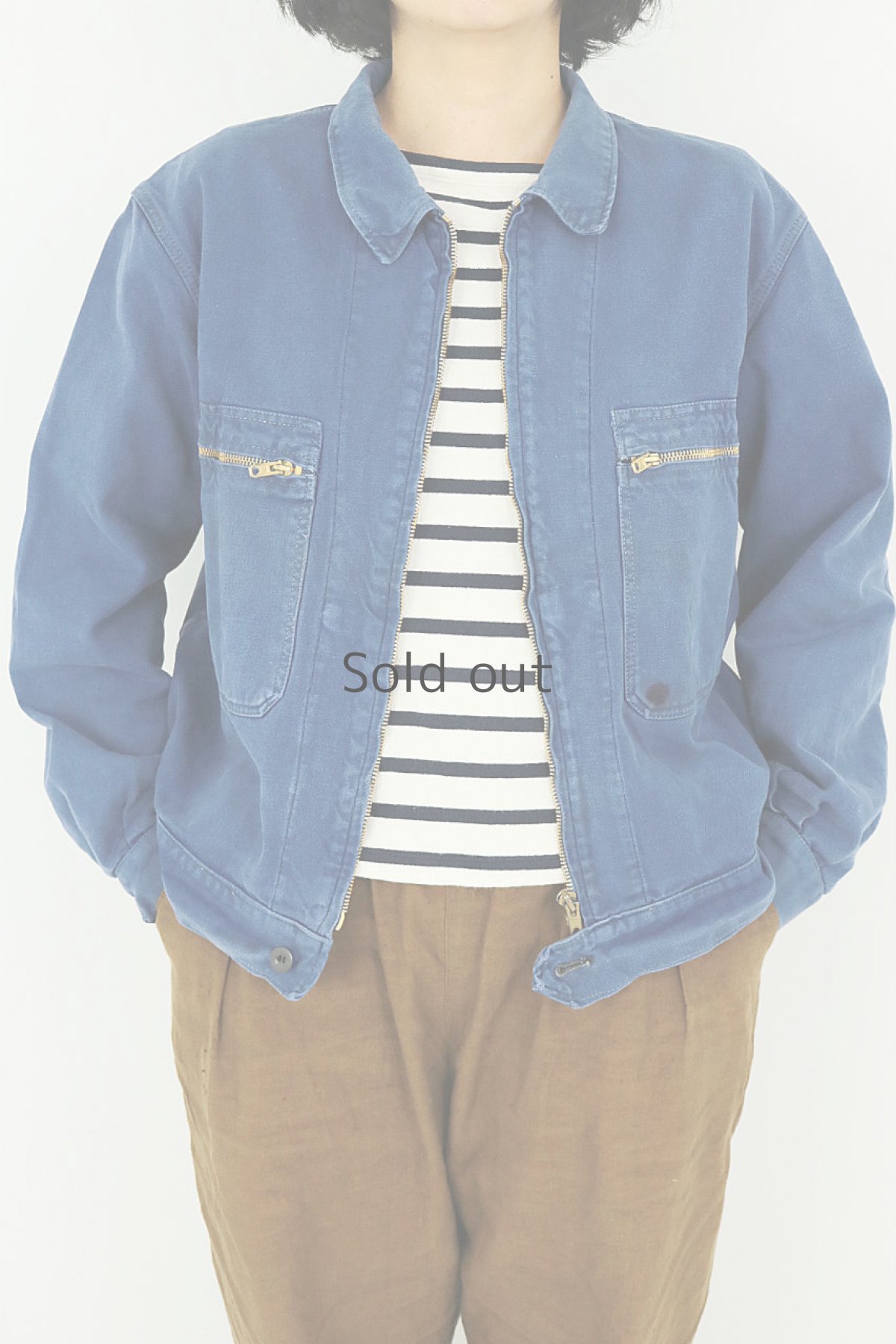 画像11: 【フランス】1960年代　ブルーコットン　ワークブルゾン (11)