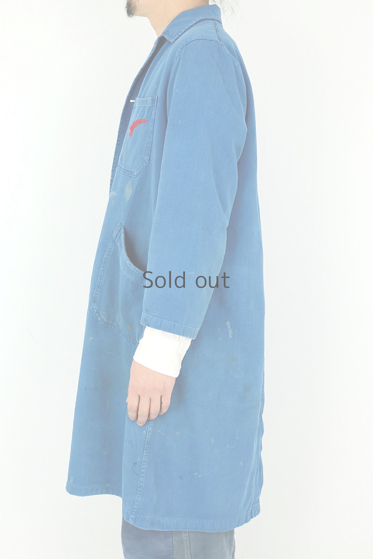 画像12: 【フランス】1960年代　ブルーコットン　ワークコート（ペンキ汚れ） (12)