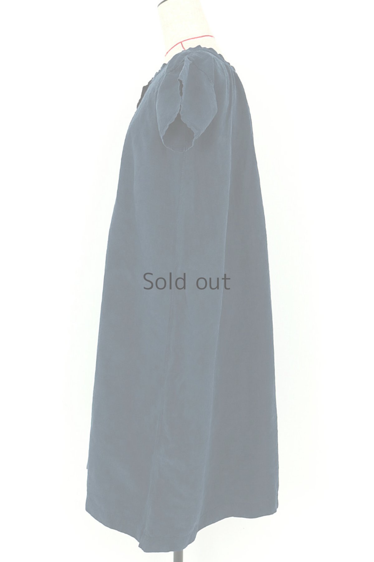 画像3: 【フランス】アンティークリネン×染　半袖ヘンリーネックワンピース（紺） (3)