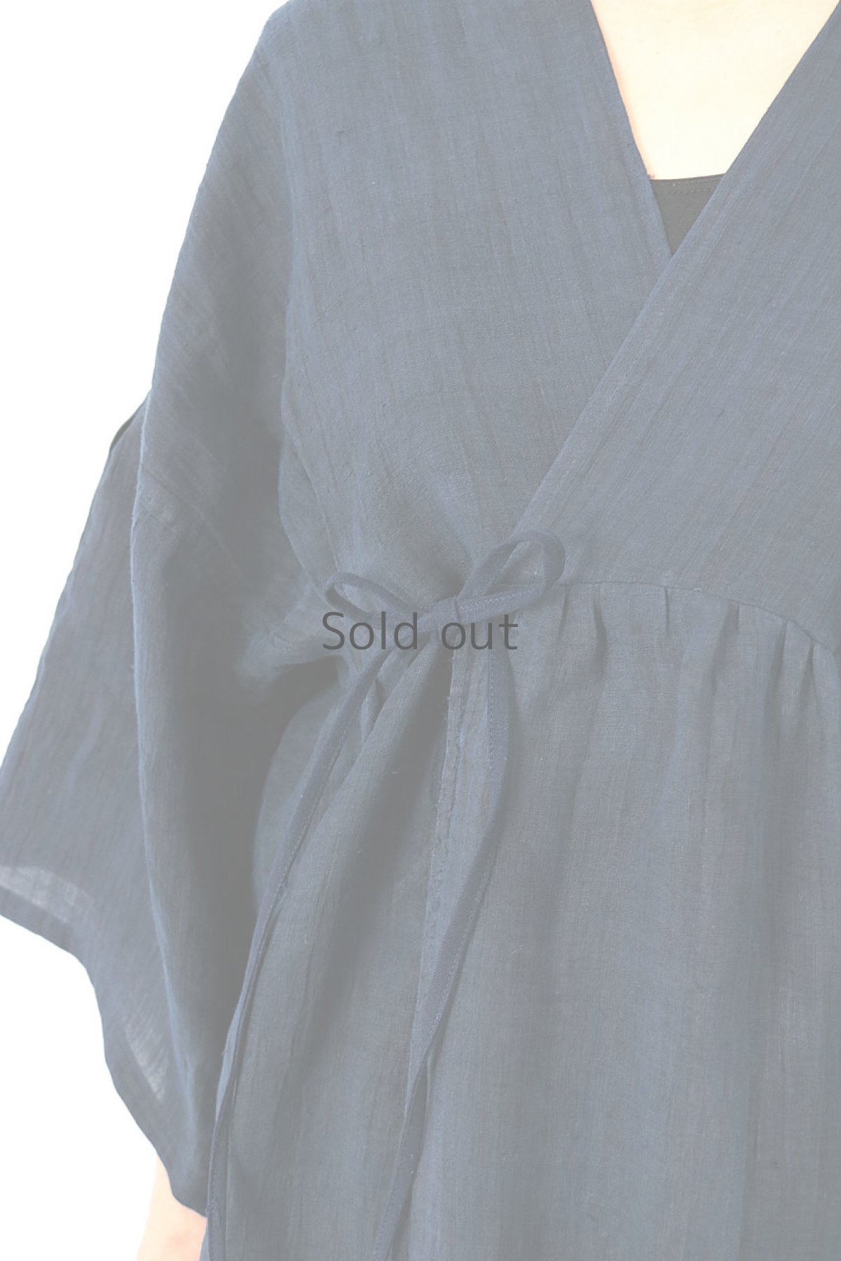 画像5: 【ササキチホ】着物古布 　タックカシュクール　巻きワンピース（紺染め） (5)