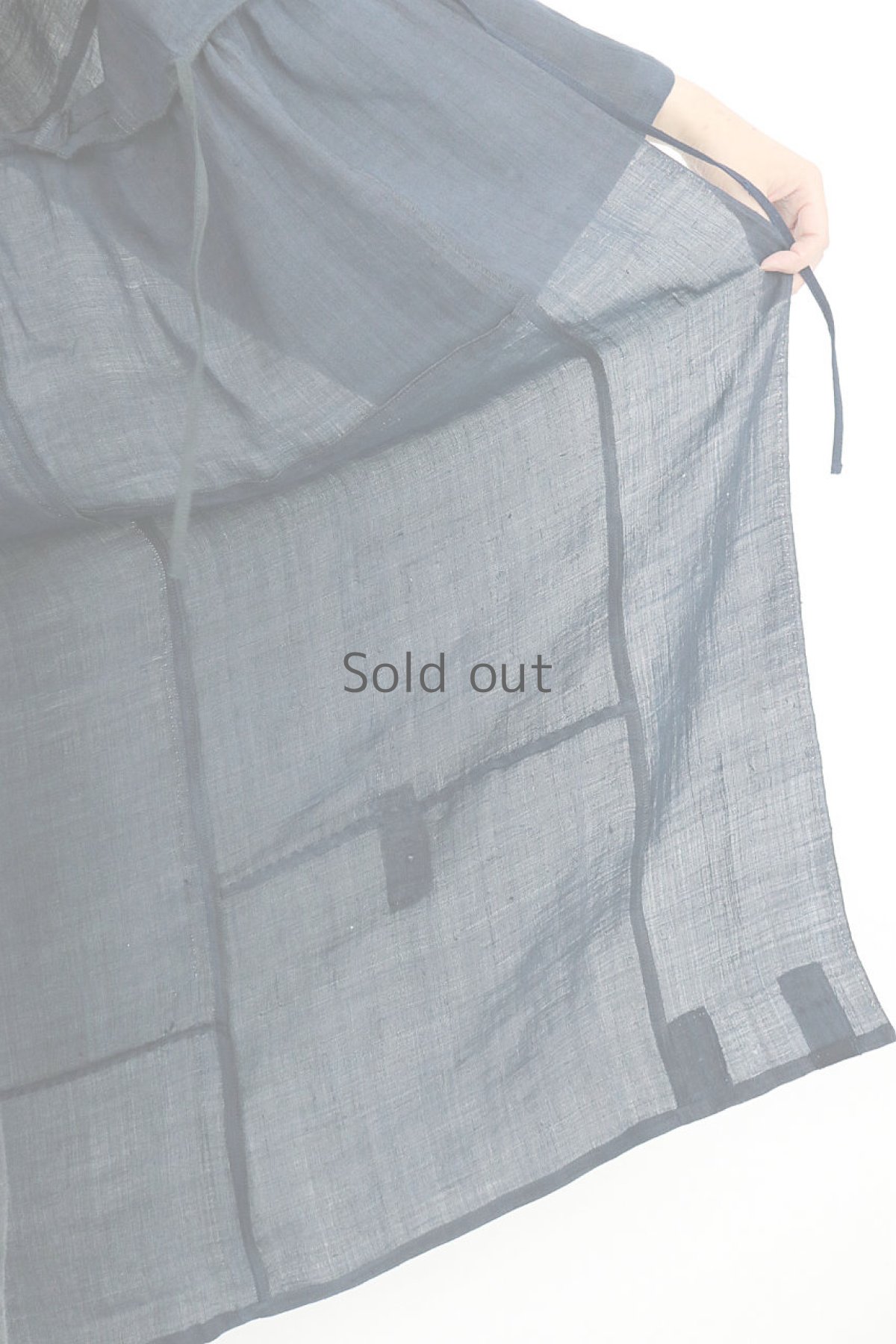 画像14: 【ササキチホ】着物古布 　タックカシュクール　巻きワンピース（紺染め） (14)