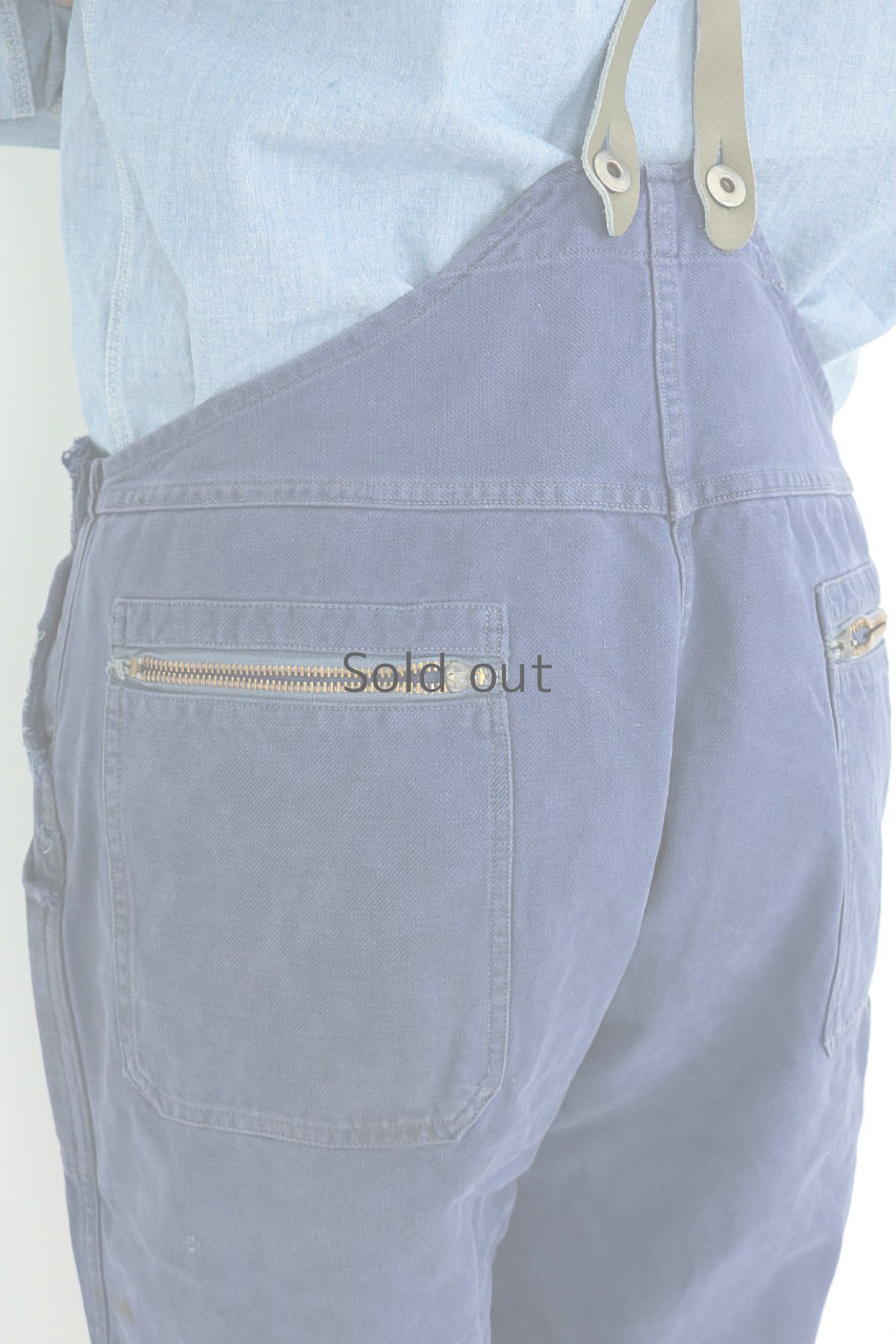 画像10: 【MITSUGU SASAKI】ビンテージリメイク　刺し子リペア　半分オーバーオール（サスペンダー付き） (10)