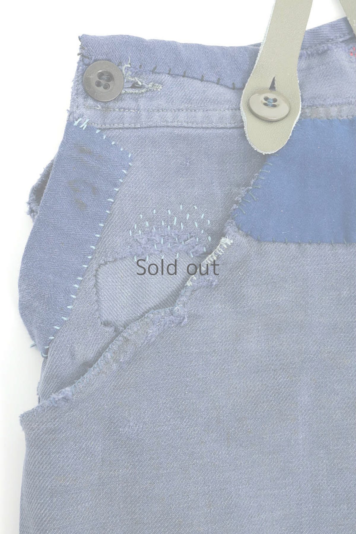 画像11: 【MITSUGU SASAKI】ビンテージリメイク　刺し子リペア　半分オーバーオール（サスペンダー付き） (11)