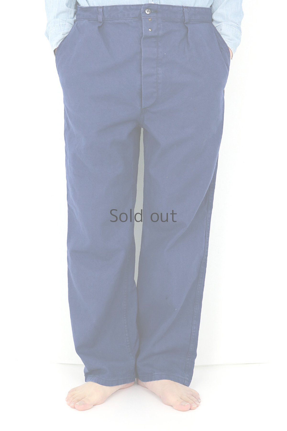 画像2: 【フランス】1970年代頃のブルーコットンワークパンツ (2)