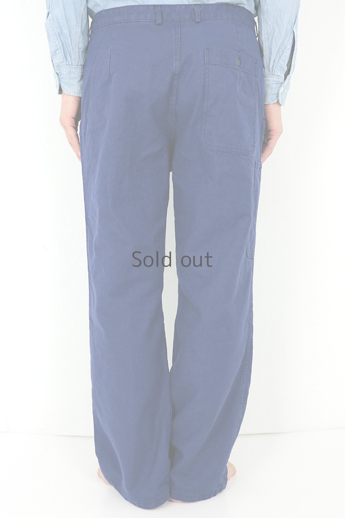 画像4: 【フランス】1970年代頃のブルーコットンワークパンツ (4)