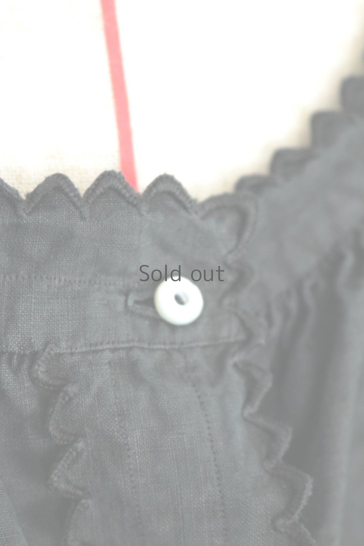 画像6: 【フランス】アンティークリネン×染　半袖ヘンリーネックワンピース（黒） (6)