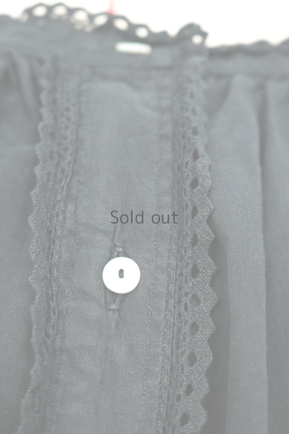 画像7: 【フランス】アンティークコットン×染　半袖　ヘンリーネックワンピース（黒） (7)