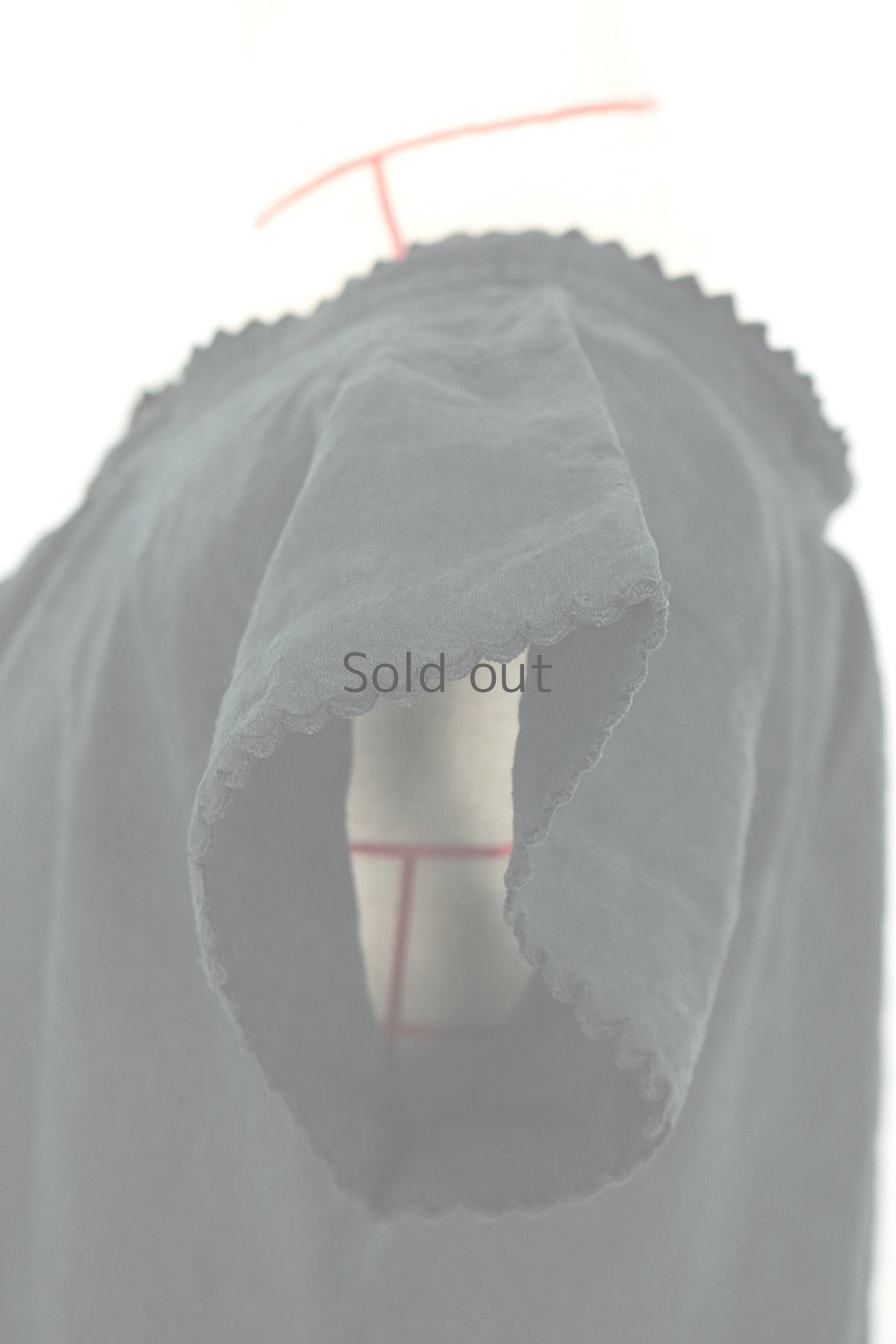 画像7: 【フランス】アンティークリネン×染　半袖ヘンリーネックワンピース（黒） (7)