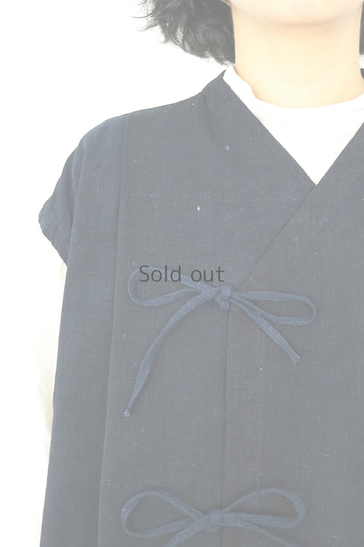 画像5: 【ササキチホ】藍染古布　フォークロアブラウス（袖なし/前開き） (5)