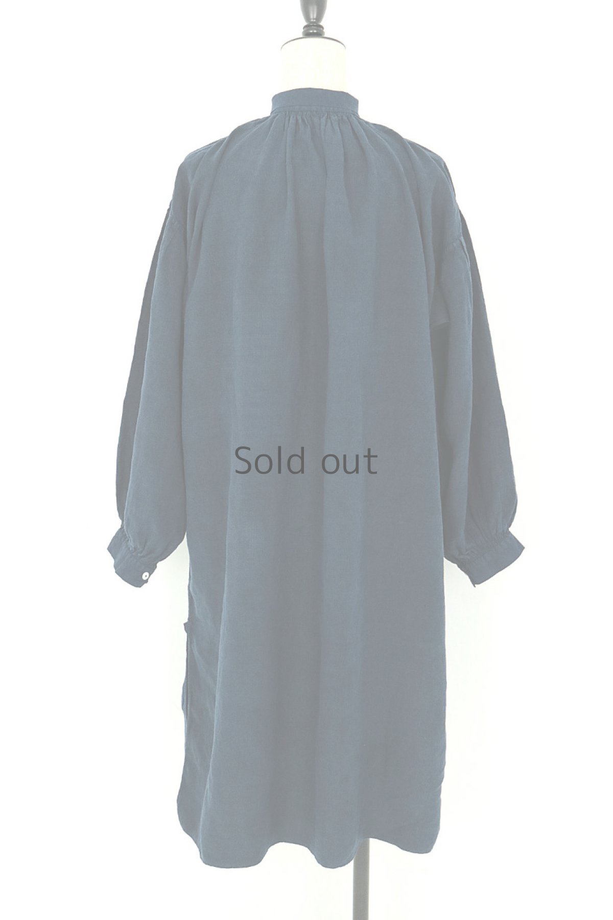 画像4: 【フランス】アンティークリネン×染 スモックワンピース(紺色) (4)