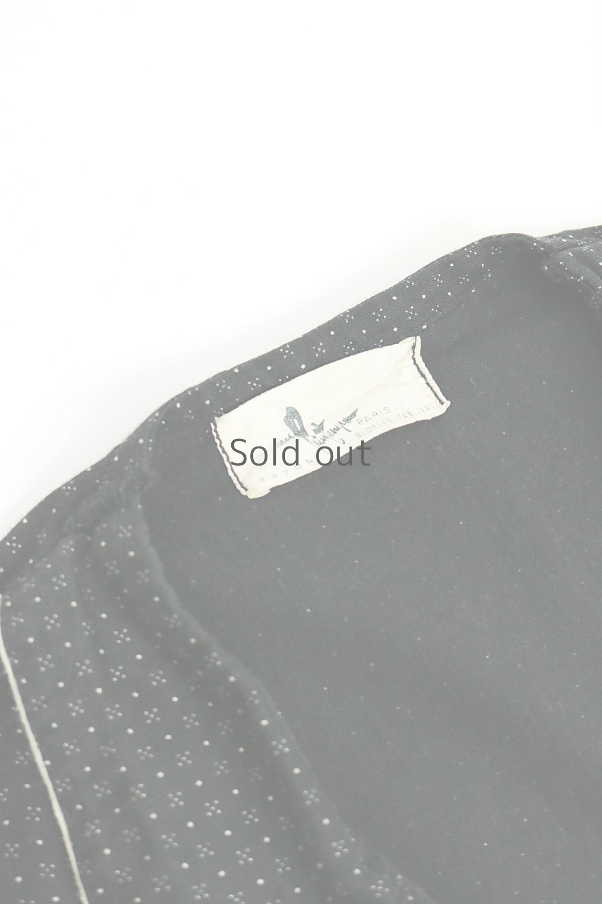 画像6: 【フランス】1950年代頃のブラックドット柄ワークドレス(黒/白/ドット柄/リペアあり) (6)