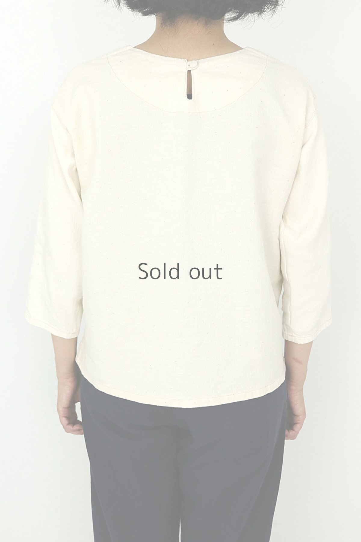 画像4: 【ササキチホ】アンティークリネン　シンプルブラウス（生成り/七分袖） (4)