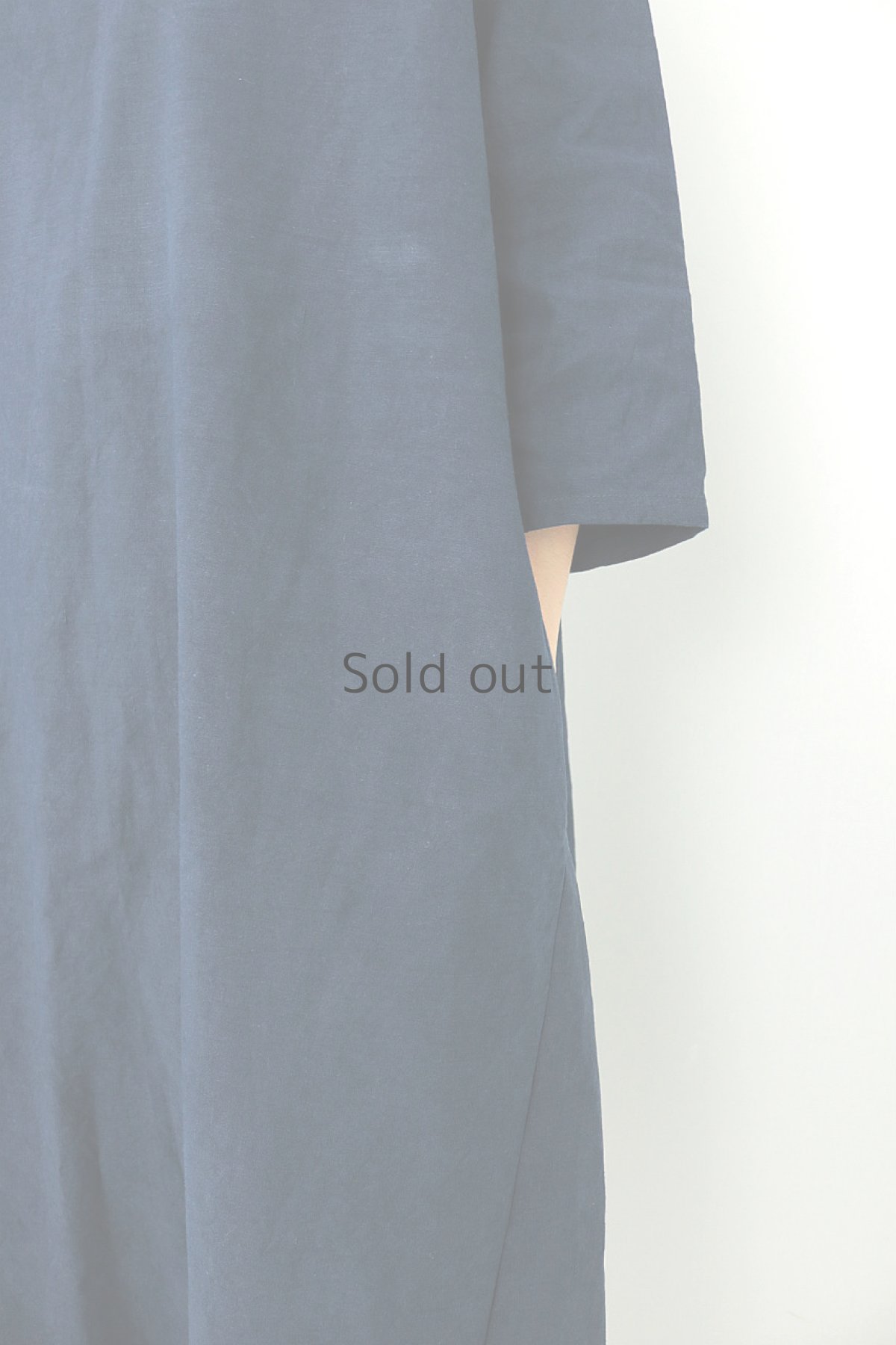 画像7: 【ササキチホ】アンティークリネン×染め Aラインワンピース(紺/七分袖) (7)